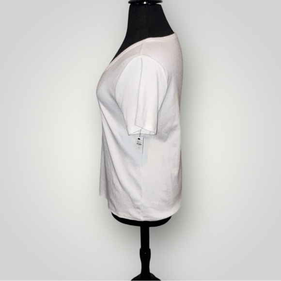 NWT TALBOTS RIBBED SCOOP NECK TEE Plus 2X White - Picture 7 of 14